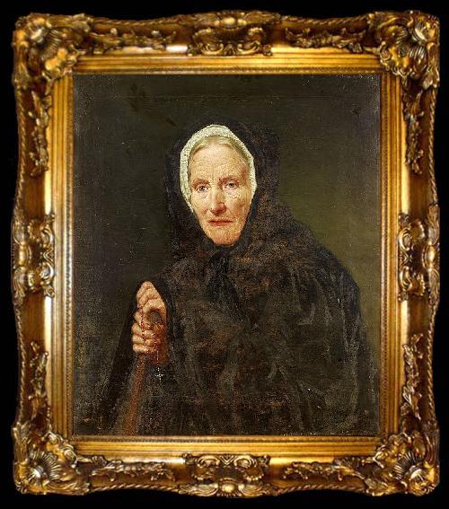 framed  Carl d Unker Old Woman with a Rosary, ta009-2